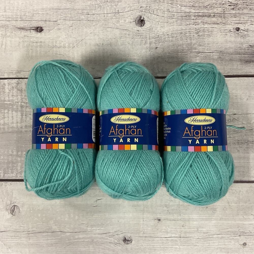 Herrschners 2 Ply Afghan Yarn 2 Ounces Fine #0038 Light Teal Lot Of 3 220 Yds3